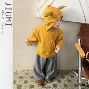 韩版 子套装 连帽毛衣宝宝时尚 小童休闲毛呢裤 百搭针织衫 儿童秋新款