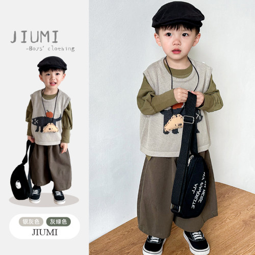 JIUMI男童毛线针织马甲森系穿搭
