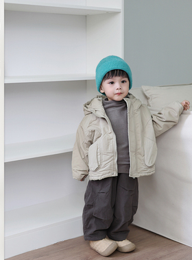 男童保暖百搭棉服套装男宝宝韩系夹棉外套儿童加厚冬装中小童棉衣