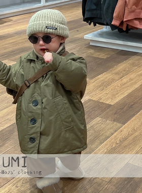 男童秋冬中长款外套男宝宝丝棉棉服棉袄中小童超有范韩版棉风衣潮