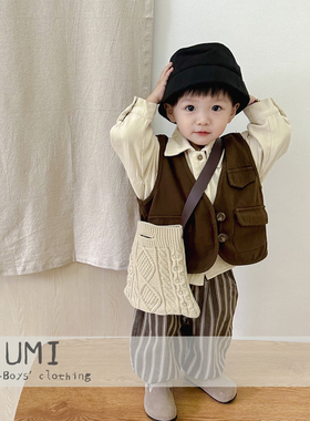 儿童春装套装2026春季新款男童韩版日系坎肩马甲小童森系百搭衬衫
