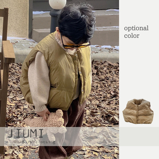 子卡通套头毛衣 儿童坎肩外穿马甲小童一体绒裤 男宝宝冬季 潮范套装