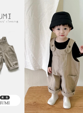 男童背带裤2026春季新款儿童日系休闲百搭裤子小童韩版潮春装套装