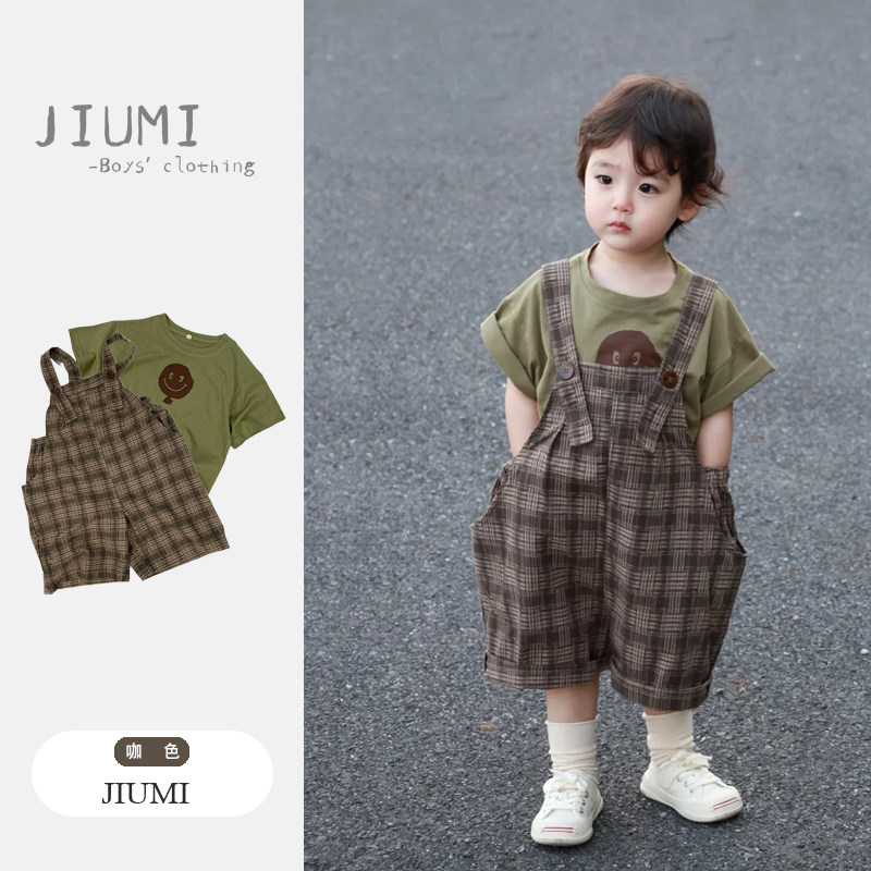 男童背带裤套装夏季儿童工装裤薄款短袖T恤衣服2岁男宝宝帅气童装,童装/婴儿装/亲子装,套装,淘宝优惠券,粉丝福利购,淘宝优惠卷