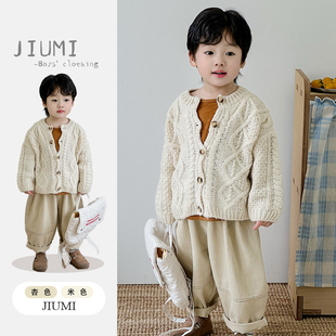 简约马海毛开衫 打底衫 2025秋季 宽松阔腿哈伦裤 三件套 新款 男童韩版