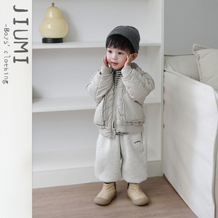 男童韩版 棉袄套装 休闲裤 子儿童保暖轻薄外套时尚 宝宝冬季 童装 韩版