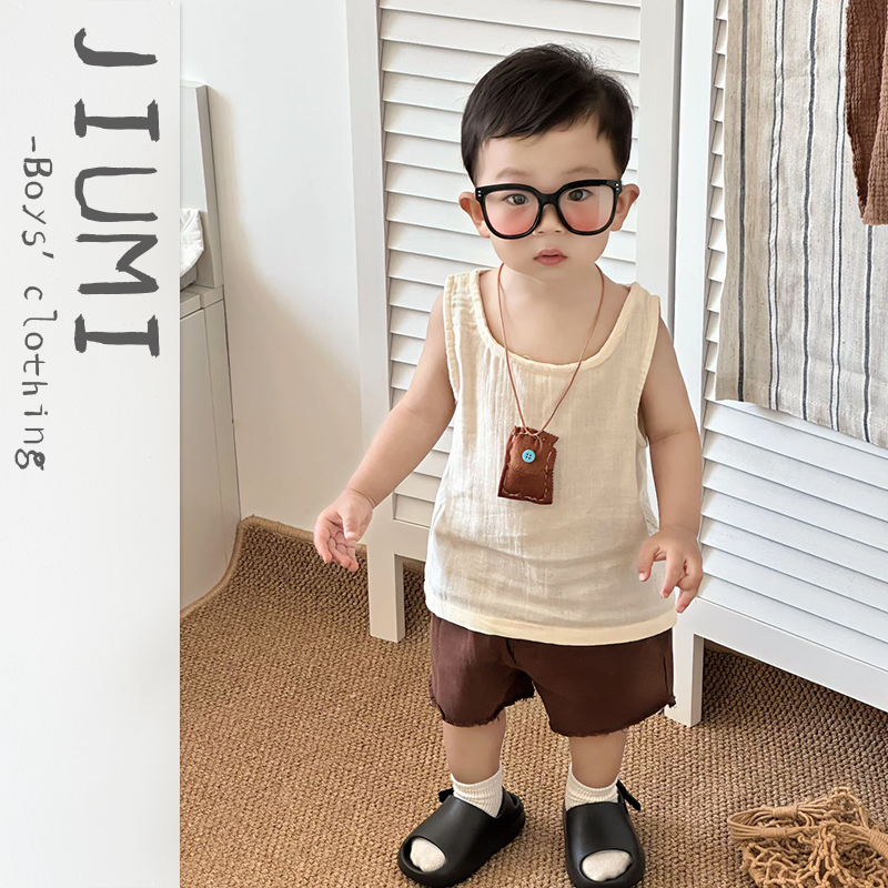 儿童2025夏季纯棉背心短裤套装男女童韩版休闲百搭五分裤两件套潮