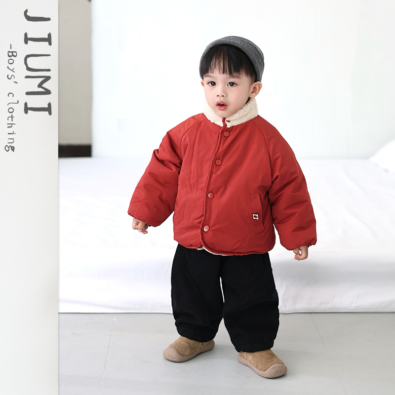 儿童个性两面穿棉衣外套冬季新款男童女童韩版加绒加厚保暖衣服潮