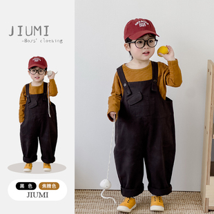 套装 连体裤 2025秋季 新款 男童韩版 男宝宝百搭纯色背带裤 纯棉打底衫