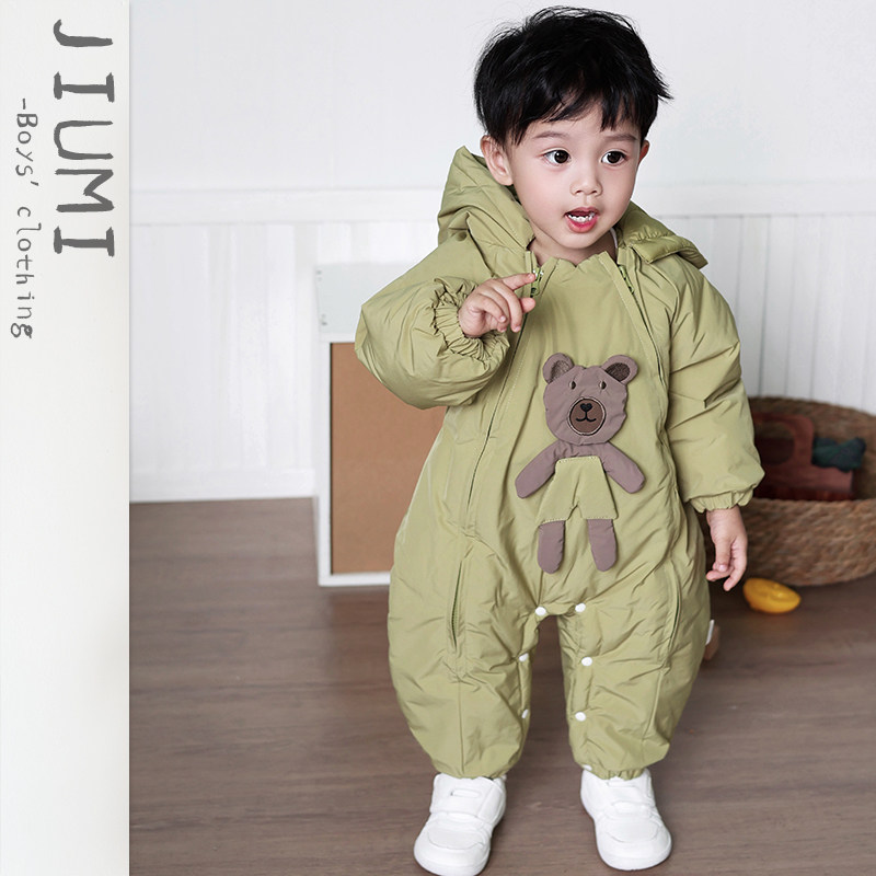 男宝冬季夹棉连体衣男宝宝卡通小熊外出爬服新生儿童超萌加厚哈衣,童装/婴儿装/亲子装,连身衣/爬服/哈衣,淘宝优惠券,粉丝福利购,淘宝优惠卷