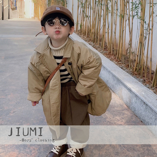 棉衣中小童条纹套头毛衣男宝宝潮范棉风衣棉服 中长款 儿童冬季 韩版