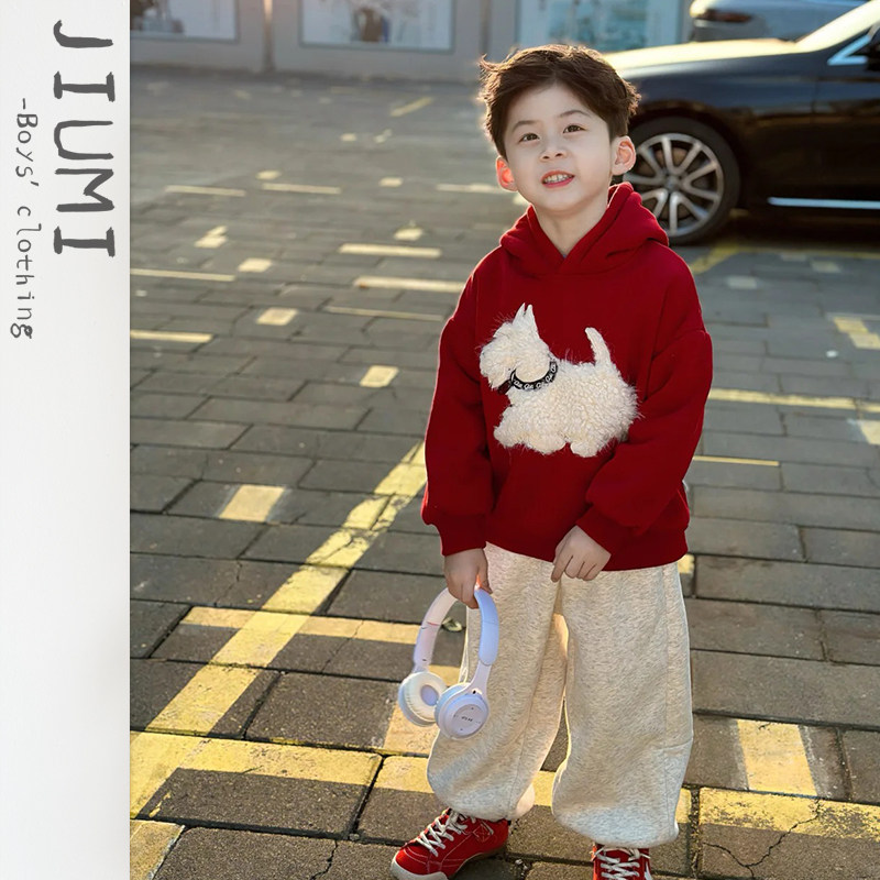 男童冬季新款连帽卫衣儿童加厚毛毛立体耳朵上衣宝宝弯刀裤休闲裤,童装/婴儿装/亲子装,套装,淘宝优惠券,粉丝福利购,淘宝优惠卷