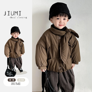 男宝宝棉袄外套小童加厚面包服男童森系冬装 儿童冬季 棉服2025新款