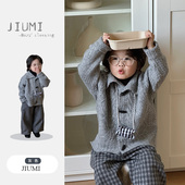 套装 男童2026春装 潮 百搭翻领针织衫 外套宽松休闲裤 韩版 高领打底衫