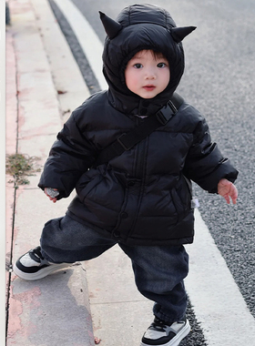男童冬季新款连帽羽绒服婴童时尚韩版外套新生儿洋气保暖加厚冬装