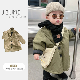 2025新款 童装 韩版 儿童棉风衣外套男宝宝夹棉个性 潮 中长款 男童冬季