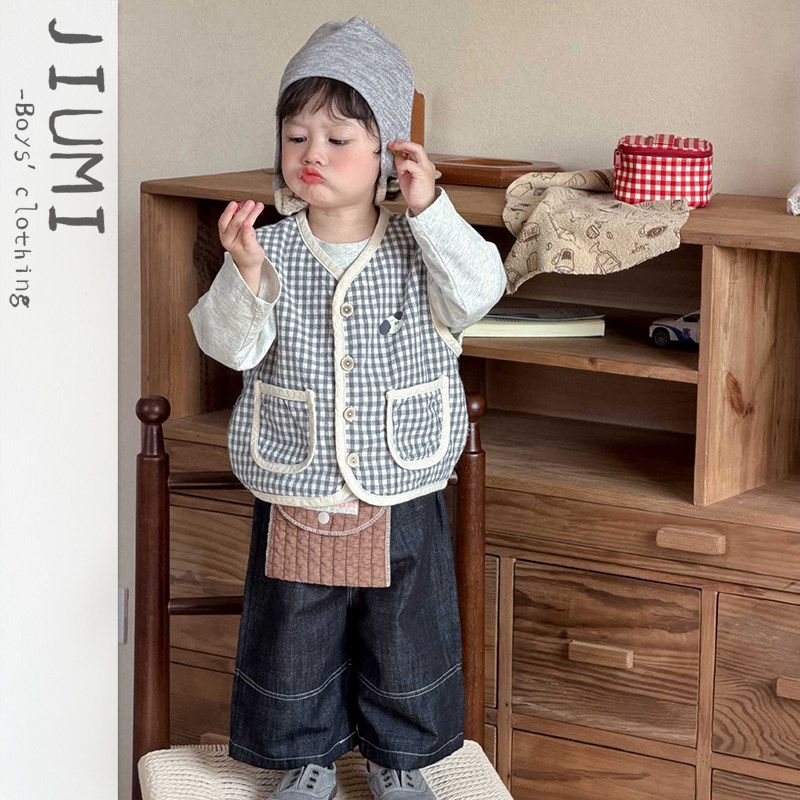 男童冬季新款格子马甲套装儿童洋气保暖背心外套宝宝格纹两件套潮,童装/婴儿装/亲子装,套装,淘宝优惠券,粉丝福利购,淘宝优惠卷
