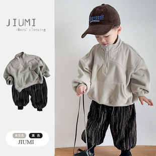 冬季 儿童摇粒绒上衣绒衫 新款 中小童韩版 男童冬装 帅气童装 卫衣套装