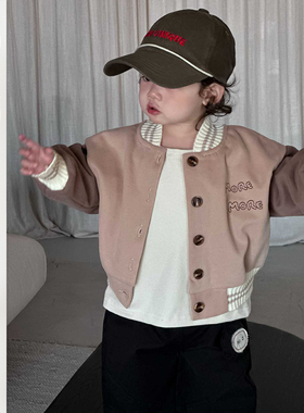 宝宝春季新款休闲百搭外套男童韩版棒球服套装儿童时髦潮酷三件套