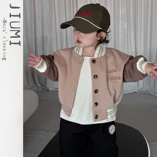 宝宝春季新款休闲百搭外套男童韩版棒球服套装儿童时髦潮酷三件套