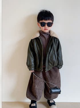 JIUMI男童秋冬夹棉加厚保暖皮衣