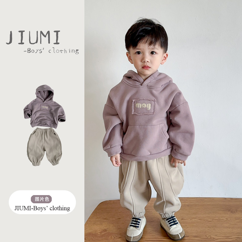 儿童冬装2026新款韩版男童加绒连帽卫衣中小童保暖加绒卫裤套装潮,童装/婴儿装/亲子装,卫衣/绒衫,淘宝优惠券,粉丝福利购,淘宝优惠卷