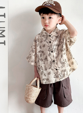 男童夏季衬衫套装2026新款儿童洋气短袖衬衣宝宝韩版休闲裤两件套