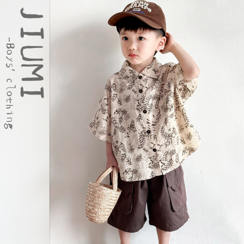 JIUMI原创夏季男童洋气衬衫套装