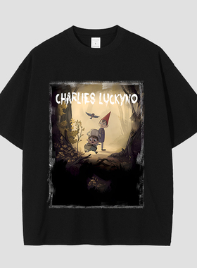 CHARLIES LUCKYNO美式潮牌暗黑童话花园探秘重磅纯棉情侣短袖T恤