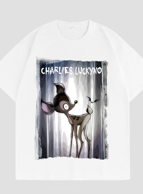 CHARLIES LUCKYNO小鹿斑比潮牌系列环保喷绘印花情侣款短袖T恤