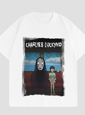 CHARLIES LUCKYNO面具幽灵欧美艺术环保喷绘印花情侣款短袖T恤