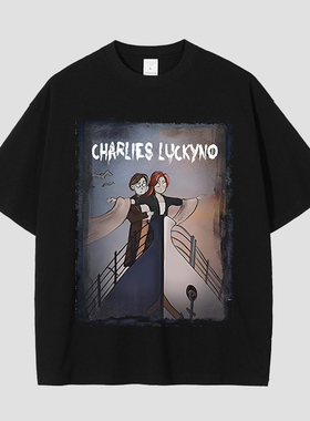CHARLIES LUCKYNO美式潮牌艺术短袖环保喷绘泰坦尼克号情侣款T恤