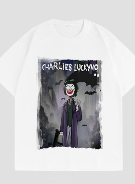 CHARLIES LUCKYNO小丑绅士欧美潮牌环保喷绘男女情侣款短袖T恤