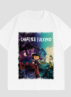 CHARLIES LUCKYNO美式潮牌艺术鬼娃秘堡重磅纯棉情侣装短袖T恤潮