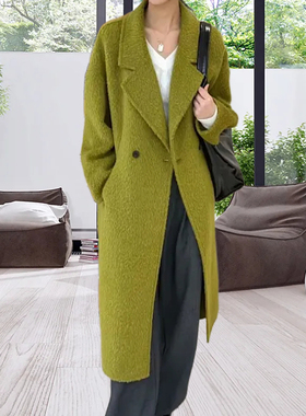 高货苏力贝贝羊驼绒韩系阔版大码女装西装领双面羊绒大衣毛呢外套