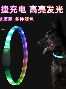 狗狗发光项圈充电荧光颈脖圈宠物夜行灯夜光小狗防走失夜间遛狗灯