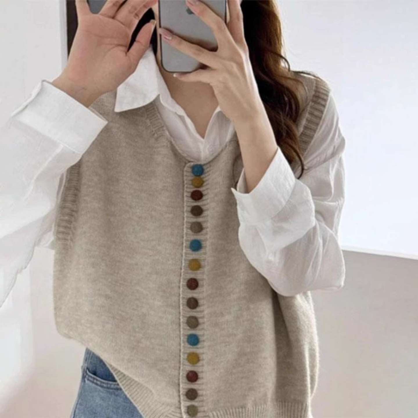 针织马甲背心女2025秋冬新款文艺风宽松短款叠穿无袖开衫马夹上衣