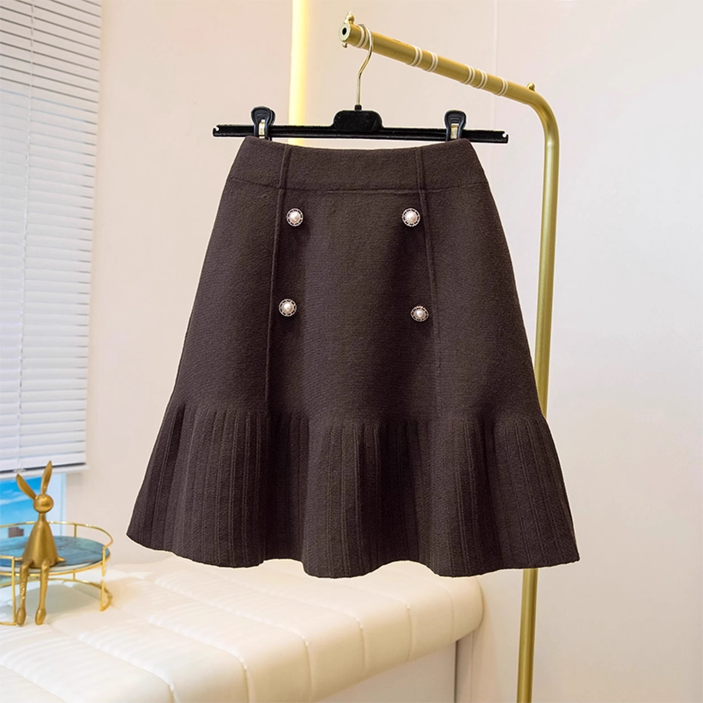 大码美拉德棕色半身短裙女秋冬巨好看的胖mm高腰显瘦a字百褶半裙