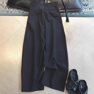 黑色高端西装裤女秋冬宽松显瘦休闲镰刀裤香蕉裤垂感百搭阔腿裤