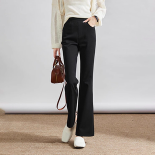 黑色微喇西装裤女秋冬新款时尚通勤小个子宽松直筒高腰九分阔腿裤