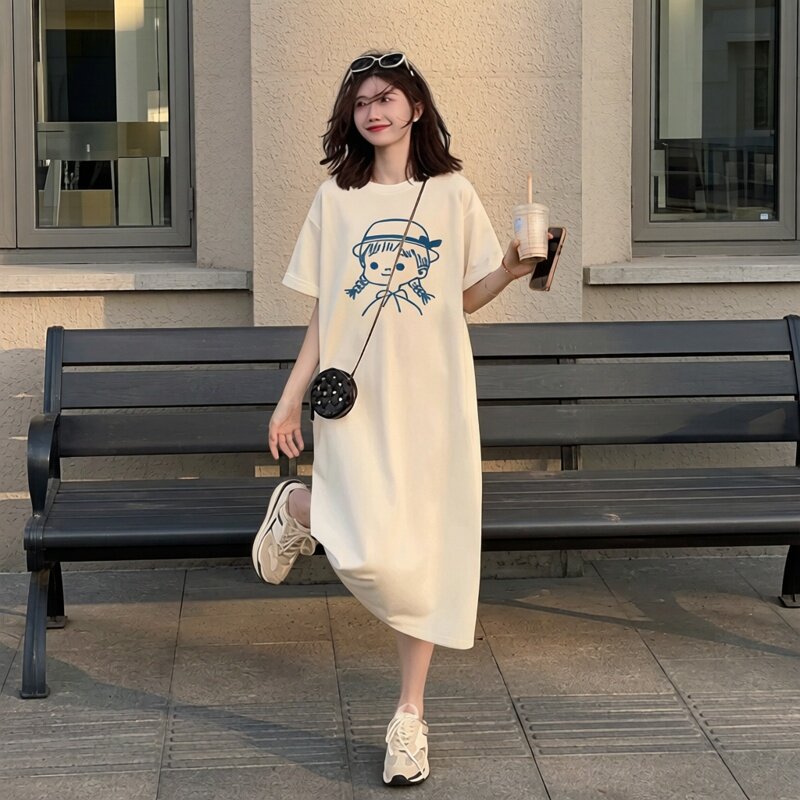 宽松显瘦休闲短袖T恤连衣裙