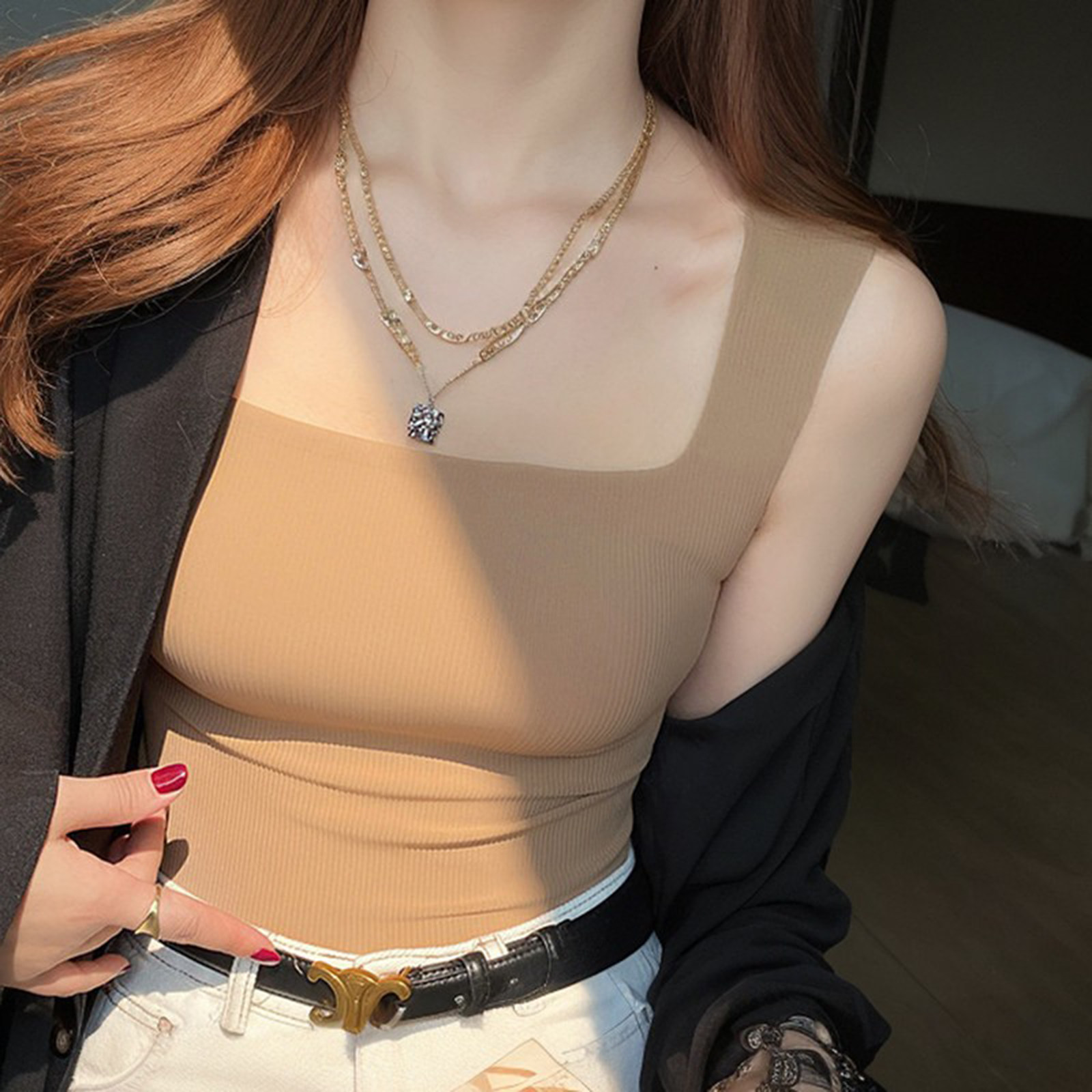 素肌棉简约冰丝女吊带背心