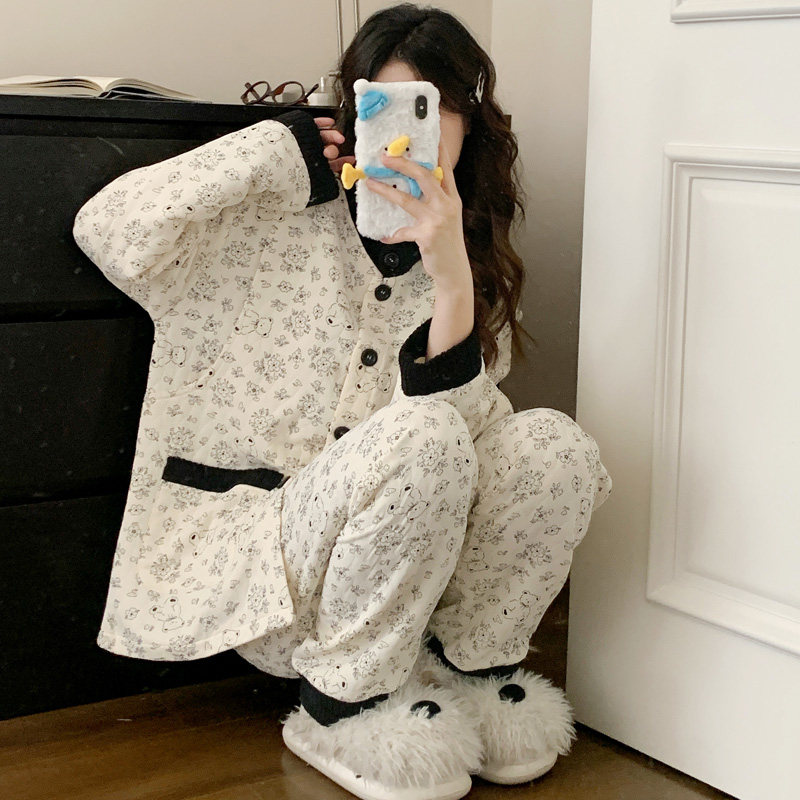 卡通空气棉月子服孕妇秋冬加厚款