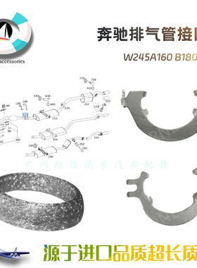 适配奔驰W245A160 B180 B200排气管接口垫 消音器接口垫 卡箍卡子