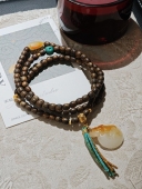 天钺｜福至金来＊原创设计和田玉籽料黄沁沉香手串