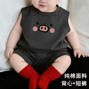 夏装 短裤 男女宝宝可爱无袖 夏季 分体两件套睡衣 套装 婴儿家居服套装