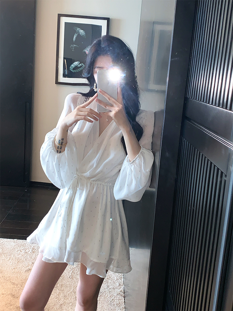 First Date French White Exquisite Monroe One-Piece Yarn Feeling Light Diamond Skirt Dress 2025 New Arrival Spring and Summer