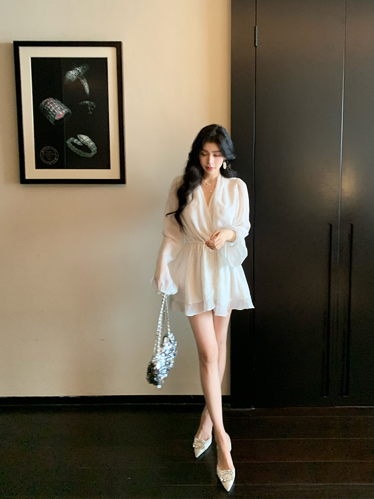 First Date French White Exquisite Monroe One-Piece Yarn Feeling Light Diamond Skirt Dress 2025 New Arrival Spring and Summer