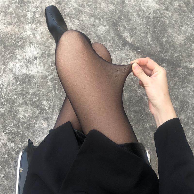 空姐灰一体透肤裤性感秋冬加绒加厚一体打底裤女黑丝袜假透肉裤袜