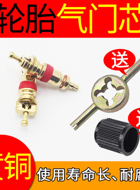 纯黄铜气门芯汽车轮胎自行车电动车摩托车气门针车胎气门扳手钥匙